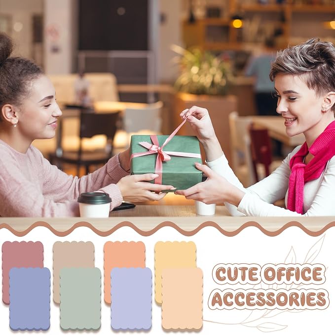 Eaasty 8 Pack Scalloped Sticky Notes Cute Adhesive Memo Pads Vintage Colors Aesthetic Unlined Self Stick Note Pads 4" x 6" Pretty Wavy Sticky Notes Bulk 240 Sheets for School Office Supplies
