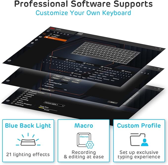 RK ROYAL KLUDGE RK84 Wireless Blue Backlit 75% Triple Mode BT5.0/2.4G/USB-C Hot Swappable Mechanical Keyboard, 84 Keys Tenkeyless Mechanical Keyboard w/Programmable Software, Blue Switch