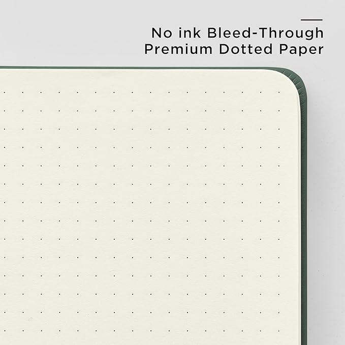 &And Per Se Dotted Journal Notebook, A5 Hardcover Aesthetic Dotted Notebook – 160 Pages 100gsm Thick Dot Grid Paper, 3 Sticker Sheets – Gift-Ready Journaling Kit for Women (Dark Green)
