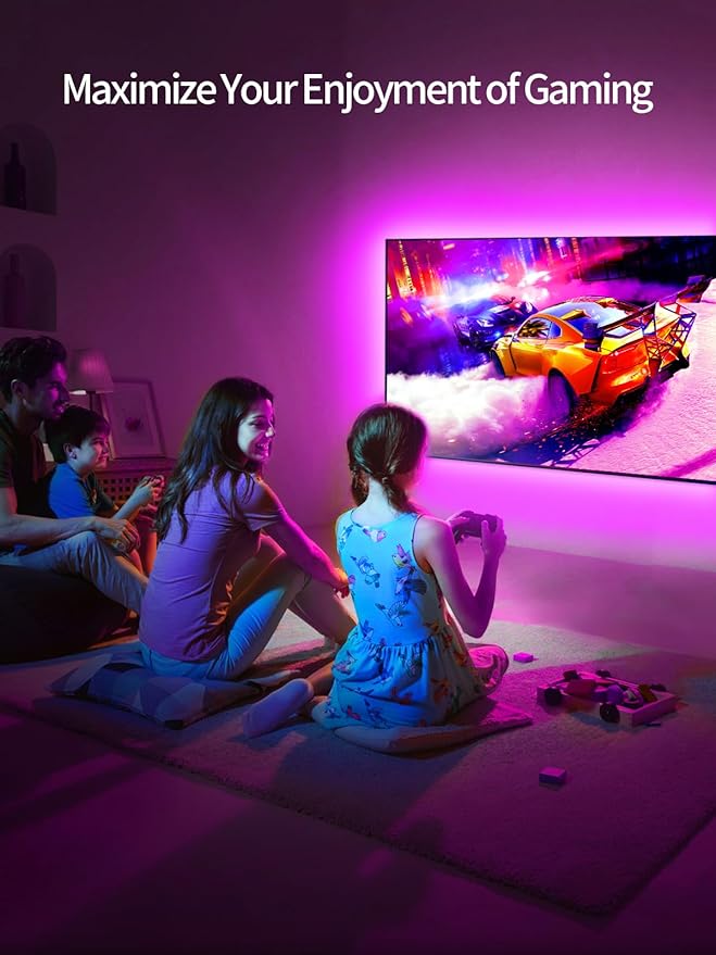 KANTUTOE TV LED Lights, 11.5ft LED Lights for 32-55 Inch TV, RGB TV Backlight Behind with Remote, Music Sync Bluetooth APP Control Strip Lights USB Powered for Bedroom, PC, Gaming Monitor