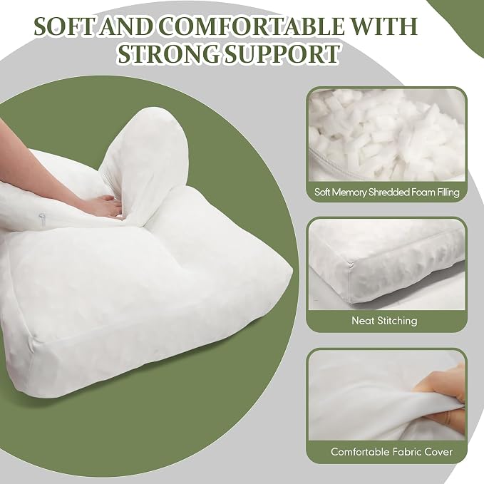 JZHLLA 3 PCS Shredded Foam Sofa Back Cushions Replacement Fluffy Memory Sponge Couch Pillow with Quilted Design 31x18x5 Inch Lumbar Support Pillow for Sofa Bed Floor