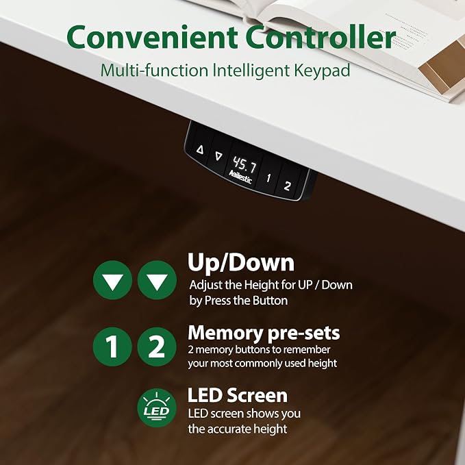 Agilestic Electric Standing Desk, 71 x 31.5 Inches Height Adjustable Desk, Sit Stand up for Work Office Home, Ergonomic Rising Computer Table with Memory Preset, White