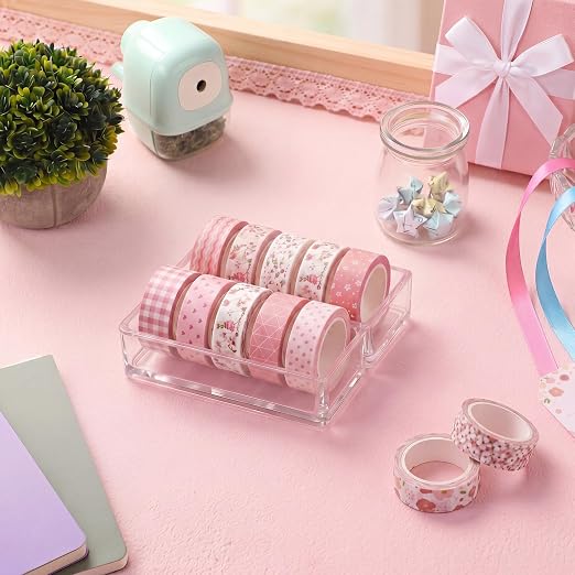 12 Rolls Watercolor Floral Washi Tape Set 15 mm Vintage Flower Decorative Masking Tape for Summer School Arts DIY Craft Scrapbook Journal Supplies Gifts(Pink,Sweet)