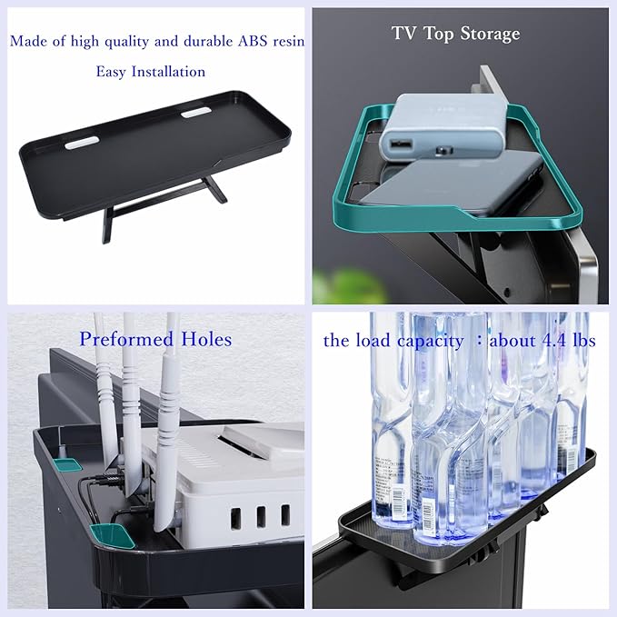 2-Pack Monitor Shelf with Anti-Slip Pad, TV Top Organizer Rack for Storage, Display Board with Accessory Shelf for LCD Monitor/Desk/TV