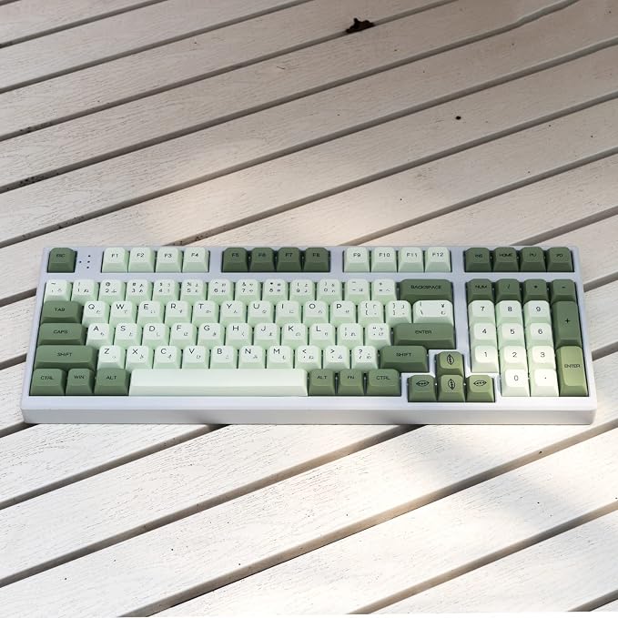 mintcaps PBT Japanese Keycaps Matcha Green XDA Profile Cute Keycaps Set 124 Keys Custom Dye-Sub Keyboard Key caps for Cherry Gateron MX Switches Mechanical Keyboards