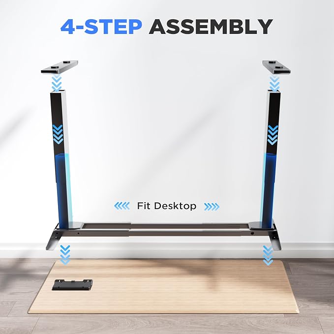 Dual Motor Electric Standing Desk Frame - 300 lbs Heavy Duty, 3 Memory Height Presets - Sit Stand Desk Frame, Computer Height Adjustable Desk Legs & Base for 43.3"-63" Desktop, Black Frame Only