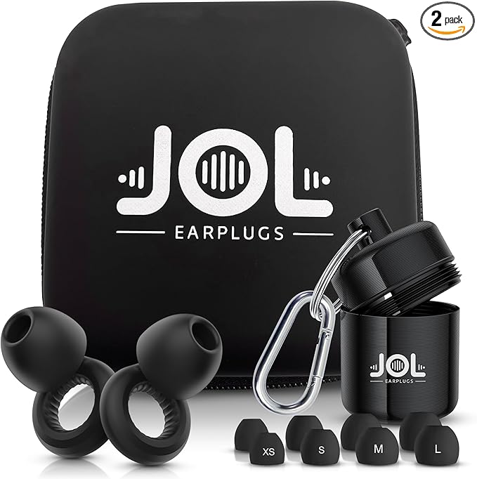 Ear Plugs for Sleeping Noise Cancelling, Soft Silicone Earplugs for Sleep, High Fidelity Reusable Noise Reduction Ear Plugs with 4 Ear Tips Sizes, Hearing Protection for Concerts & Travel (Black)