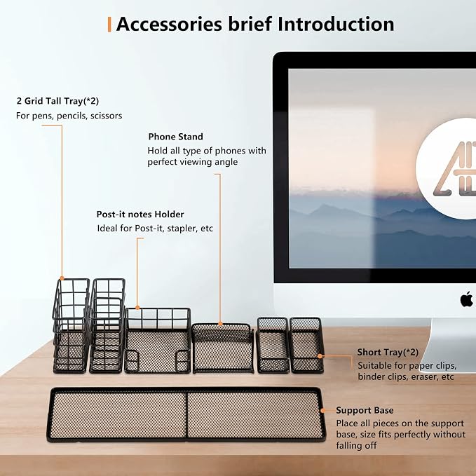 Topwey 7 in 1 Desk Organizer and Accessories | School, Home, Office