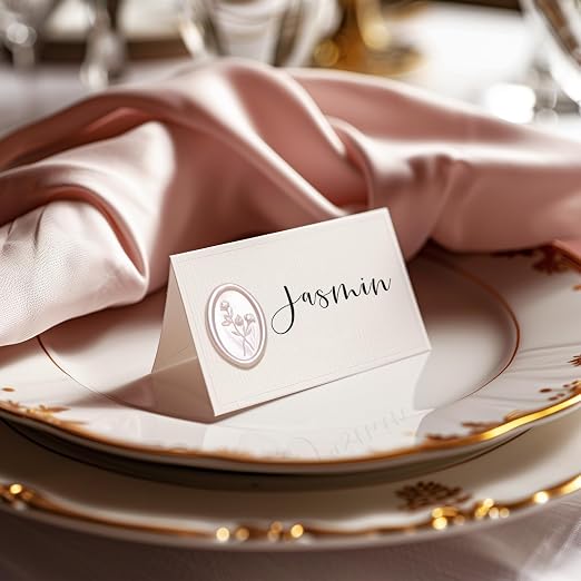 UNIQOOO Wax Seal Stickers - 3D Flower Oval Shape Wedding Invitation Envelope Seal Stickers, 50 Pcs Self- Adhesive Champagne Stickers, Perfect for Invitation, Christmas, Gift Wrapping