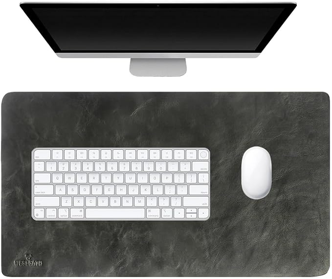 Premium Leather Desk Mat, Full Grain Leather Desk Pad Protector & Desk Blotter, Waterproof Non-Slip Writing Surface for Keyboard, Mouse & Laptop, Desk Pad for Home & Office (Onix, Small)