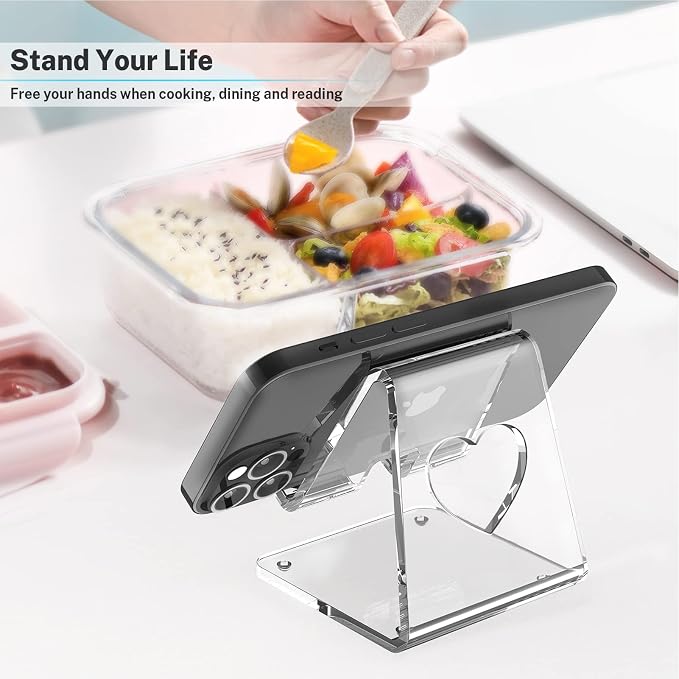 Crpich Acrylic Cell Phone Stand, Portable Phone Holder, Clear Phone Stand for Desk, Compatible with Phone16 15 14 13 Pro Max Mini 12 11 SE, Switch, Android Smartphone, Pad, Tablet, Desk Accessories