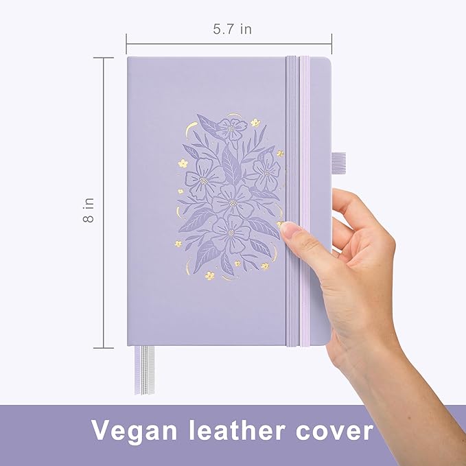 &And Per Se Dotted Journal Notebook, A5 Hardcover Aesthetic Dotted Notebook – 160 Pages 100gsm Thick Dot Grid Paper, 3 Sticker Sheets – Gift-Ready Journaling Kit for Women (Lavender)