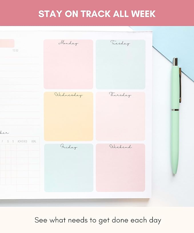 Weekly Planner Notepad Tear Off – 52 Undated Weekly Sheets Daily To Do List Notepad, Habit Tracker, Academic Planner Notebook, Daily Work Planner- Full Year Productivity Planner Weekly To Do List Pad