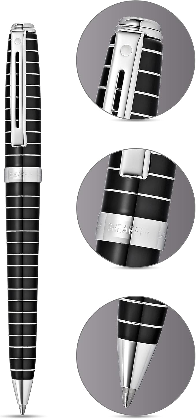 Sheaffer Prelude Black Lacquer w/Horizontal Line Engraving Ballpoint Pen