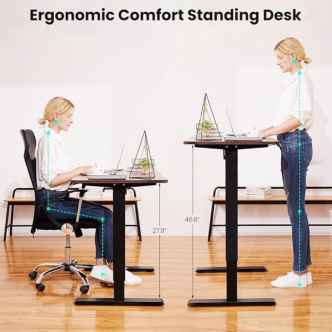 Electric Standing Desk Frame,Compatible Desktop Size 43″-72″ and 187 lbs Weight,Memory Controller Height Adjustable Frame,White Frame Only