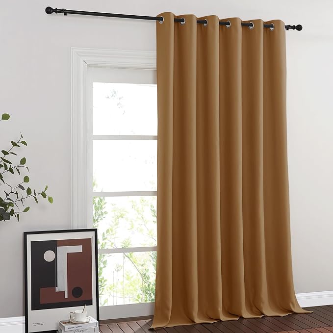 NICETOWN Gold Brown Blackout Curtains for Bedroom 95 Inch Length - Thermal Insulated Room Darkening Privacy Grommet Window Drapes for Boys Room, Set of 1 Panel, 80 x 95 Inch