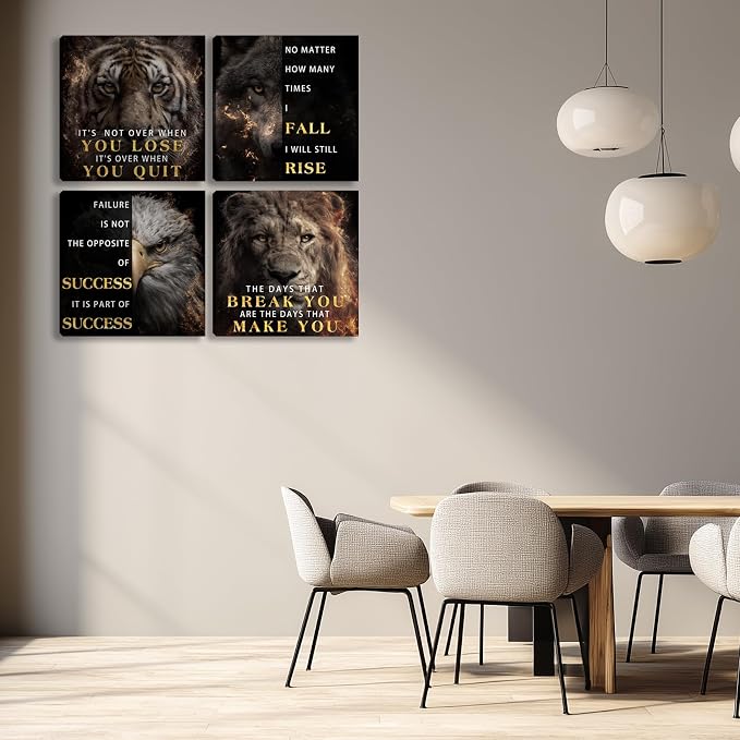 Motivational Wall Decor for Living Room Inspirational Wall Art for Office Workplace Canvas Wall Art Painting Poster Prints Artwork 12"x12"x4