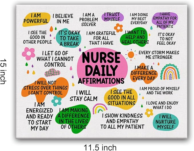 Hijie Inspirational Nurse Office Poster Canvas Wall Art for Home Decor - Motivational Nurse Quote Canvas Print Wall Art Painting Ready to Hang Gifts - Easel & Hanging Hook 12x15 Inch
