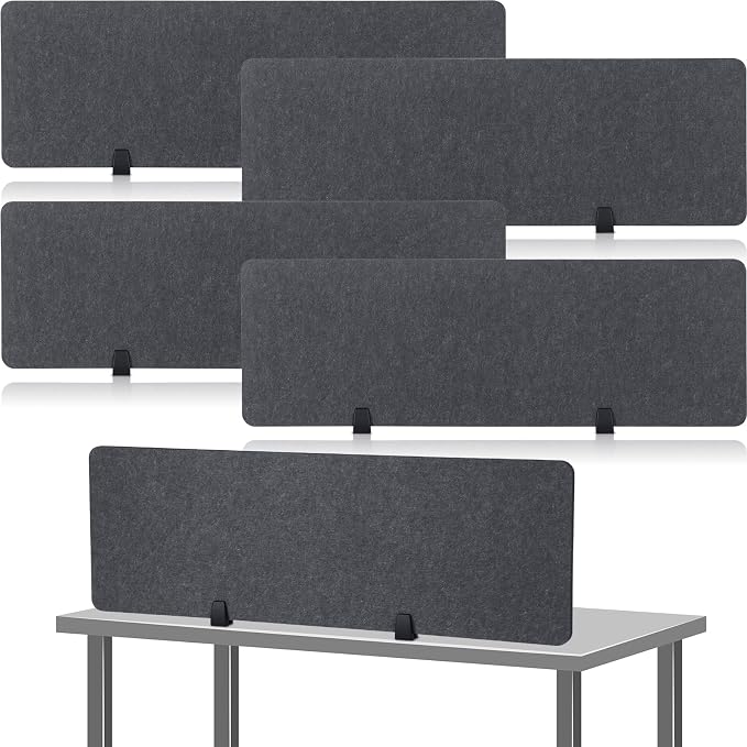 Yaomiao 4 Pack Acoustic Desk Divider Soundproof Desk Privacy Panel Freestanding Partitions Sound Absorbing Divider for Office Reduce Noise and Visual Distractions 47.3" x 16"(Dark Gray)