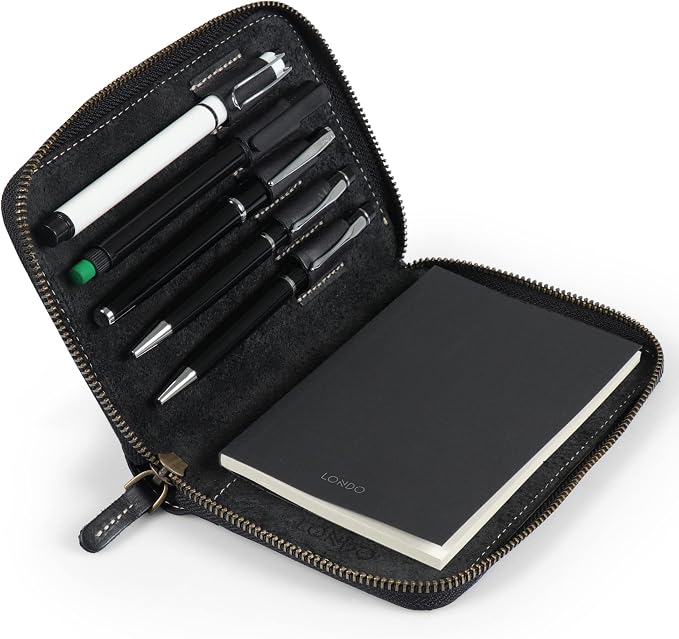 Londo Genuine Leather Padfolio – Portfolio Folder with Pencil Holder, Notepad & Zipper Closure for Business, Office & Travel