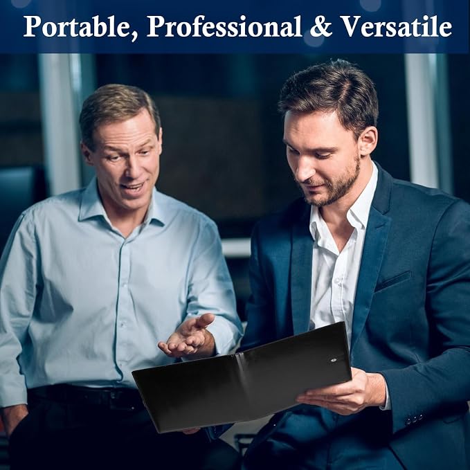 1Pack Legal Size Portfolio Padfolio PU Leather with 8.5 x 14 inch Tearable Legal Pad Holder 50 Sheets Leather Portfolio Folder Binder for Interview Attorneys Business Black