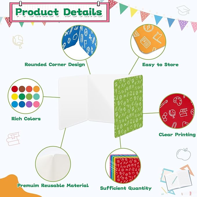 gisgfim 36 Pack Privacy Shields for Student in 12 Vibrant Colors Desk Dividers Durable Privacy Folders Testing Divider Shield Study Boards Panel Partition for Classroom Teacher Back to School Supplies