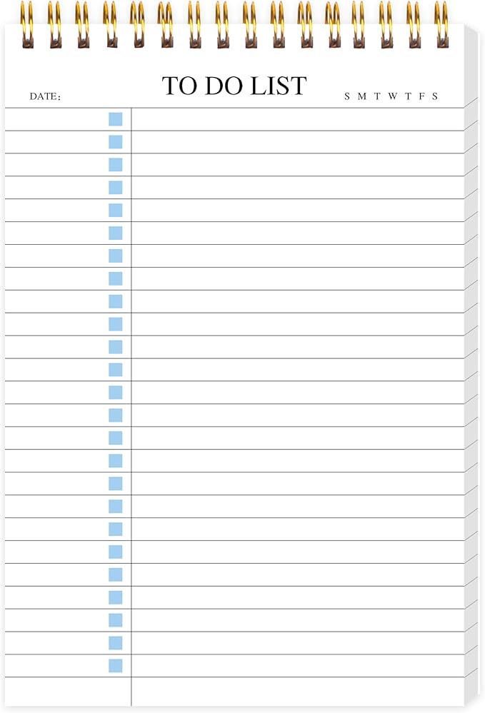 KAICN To Do List Notepad, Undated Daily Planner Notepad with To Do List Notebook Checklist Planner Spiral Waterproof Notepad for Office Supplies, School Planner, Blue, 52 Sheets, 5.5"*8.3" A5 Size
