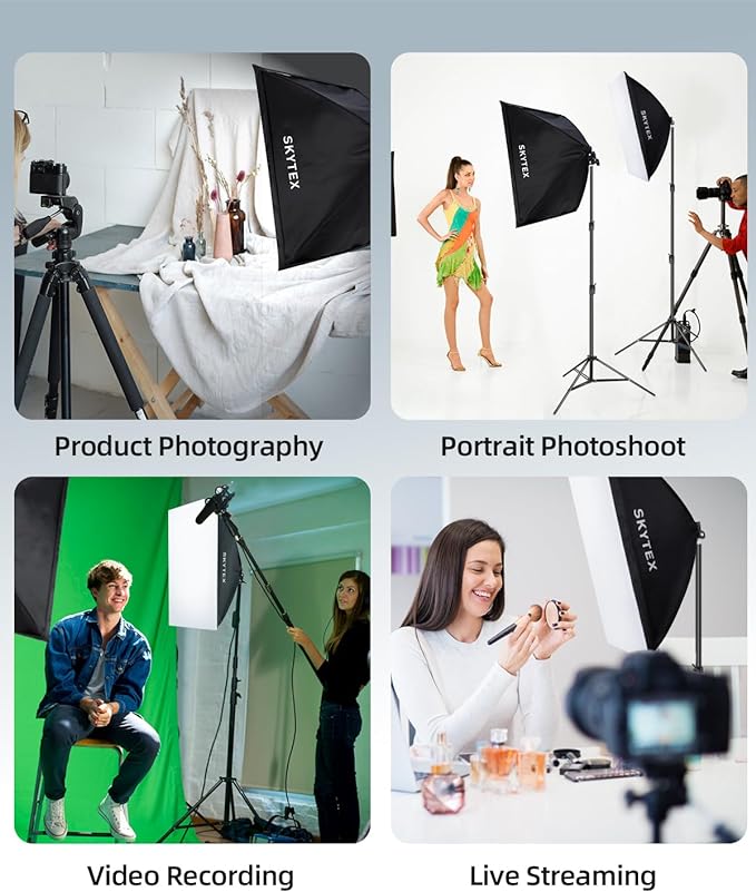 Skytex Softbox Lighting Kit 2Pack 20x28in Soft Box | 85W 2700-6400K E27 LED Bulb Continuous Photography Lighting, Photo Studio Lights Equipment for Camera Shooting, Video Recording
