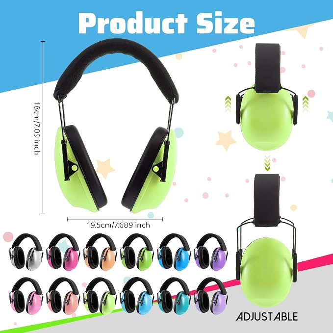 Amylove 12 Pcs Kids Ear Protection Noise Cancelling Headphones Ear Muffs Bulk 27db Adult Noise Reduction Hearing Earmuff(Universal Fit (kids & Adults),Macaron Style)