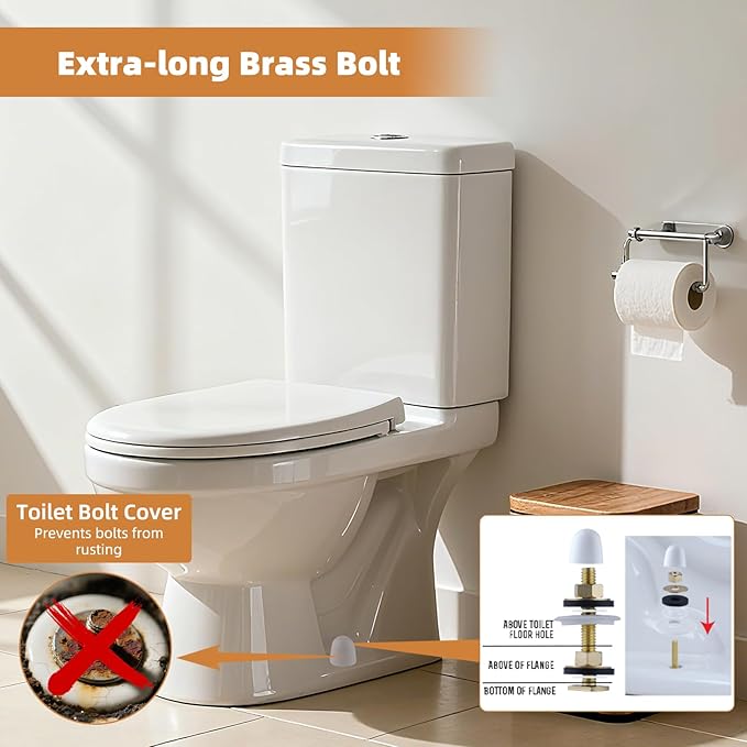 Hibbent 2 Pack Extra Thick Toilet Wax Ring Replacement Kit, Universal Toilet Seal Ring with Brass Bolts and Toilet Bolt Covers, PE Toilet Flange Fits 3 Inch and 4 Inch Drain Pipes