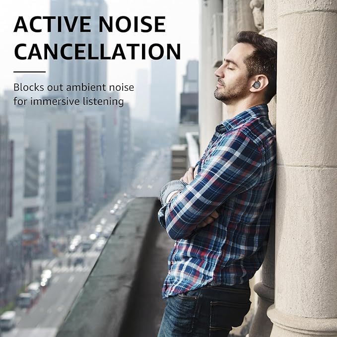 TOZO NC9 Hybrid Active Noise Cancelling Wireless Earbuds, in Ear Headphones IPX6 Waterproof Bluetooth 5.3 Stereo Earphones, Immersive Sound Premium Deep Bass Headset Matte Black.