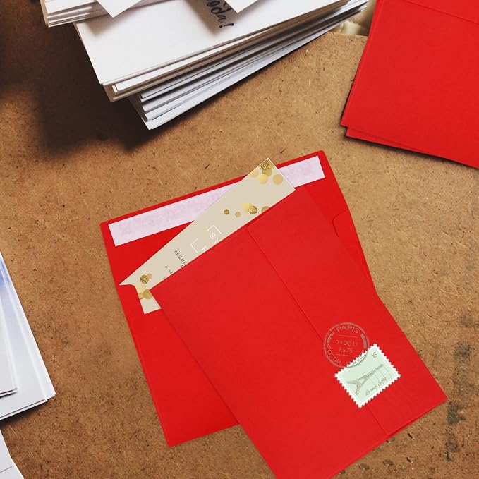 70 Packs A4 Envelope Red, 4x6 Photo Envelopes for Invitations, Envelopes Self Seal for Weddings, Baby Shower, Photos, Postcards, Greeting Cards, Mailing