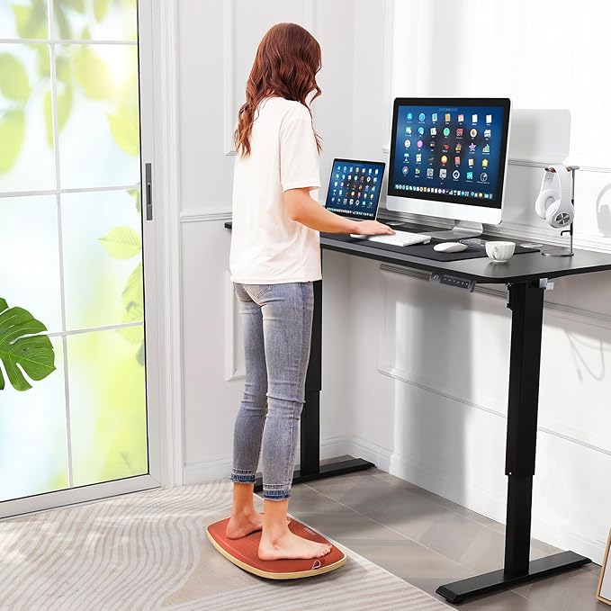 farexon Electric Standing Desk 71 x 28in with Charging Station, Rolling Stand up Desk with Large Mouse Pad, 3 USB Ports & 3 Power Outlets, Easy to Set Home Office Gaming Computer Table, Black