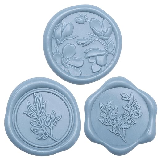 UNIQOOO Wax Seal Stickers - (3 Designs in 1 Pack) Wedding Invitation Envelope Seal Stickers, 60 Pcs Self-Adhesive Stickers, Perfect for Invitation, Christmas, Gift Wrapping (Dusty Blue)