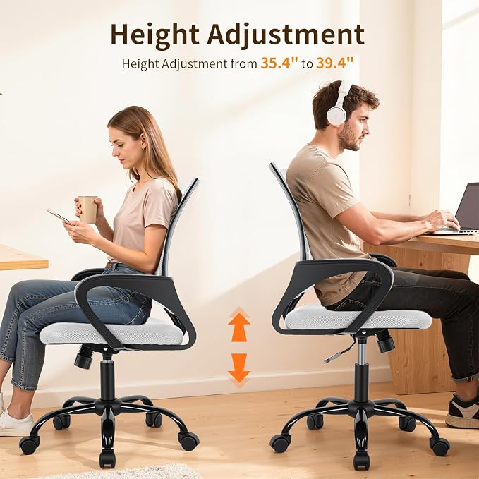 BestOffice Office Chair Ergonomic Desk Chair Mesh Computer Chair Lumbar Support Modern Executive Adjustable Stool Rolling Swivel Chair for Back Pain,White