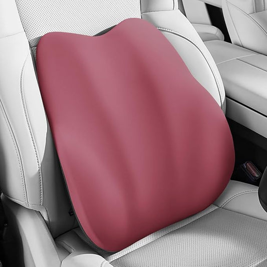 BEBAS Lumbar Support Pillow for Car, Memory Foam Back Cushion for Driving, Ergonomic Lumbar Pillow for Pain Relief, Comfort Lower Back Support for Office Chairs, Car Seat, Wheelchair -Red