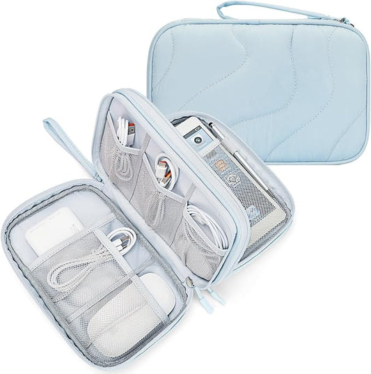 Skycase Tech Pouch - Lightweight Electronics Organizer Travel Case - Double Layers Cable Organizer - All-in-One Storage Bag for Charger, Cord, Phone, Flash Drive, Essentials - XL