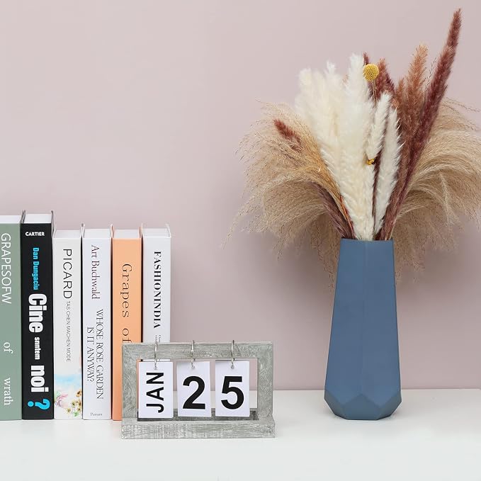 Perpetual Flip Desk Calendar-Small Cute Office Desktop Calendar with Memorial Day Trackingr(Washed Gray)