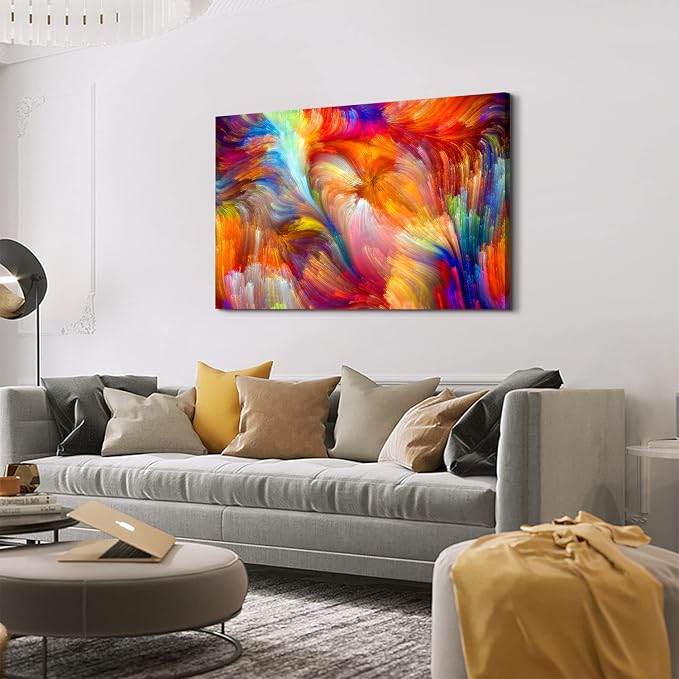 Large Colorful Abstract Canvas Wall Art for Living Room Modern Marble Pictures Aesthetic Wall Decor Watercolor Abstract Painting Poster Contemporary Artwork Bedroom Office Home Decorations 32x48”