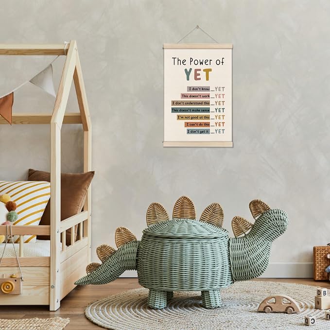DOI-LANEE The Power of Yet Poster - Motivational Inspirational Wall Decor, Mental Health Therapy Office Decor, Growth Mindset Wall Art for Homeschool Classroom Counselor, 16x12 Inch