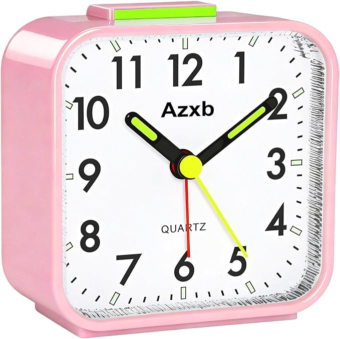 Analog Alarm Clock, Silent No Ticking Travel Alarm Clock Luminous | Battery Operated, Night Light, Snooze, Loud Alarm, Quiet Small Desk Clock for Bedrooms Deep Sleeper Adults