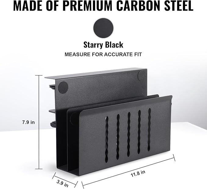 2 Tier Desk Side Storage Organizer, Under Desk Laptop Holder, No Drill Hanging Desks Caddy for Office & Home, Clamp On Desk Shelf for Tablet, Files, Accessories, Load 30Lbs