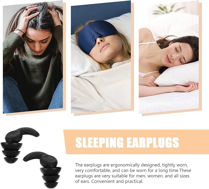 Silicone Noise Reduction Three-Layer Sound Blocking Waterproof for Sleeping Studying Swimming Black