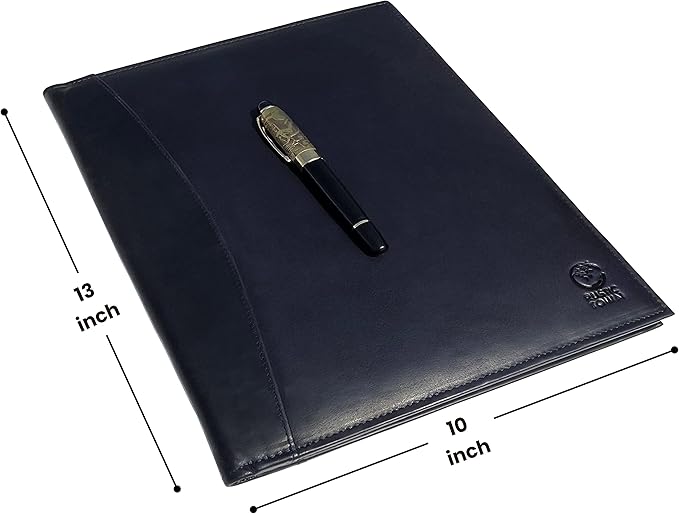 Rustic Town Leather Portfolio for Men - Padfolio Resume File Folder - Interview/Legal Document Organizer for Letter Size Writing Pad with Business Card Holder