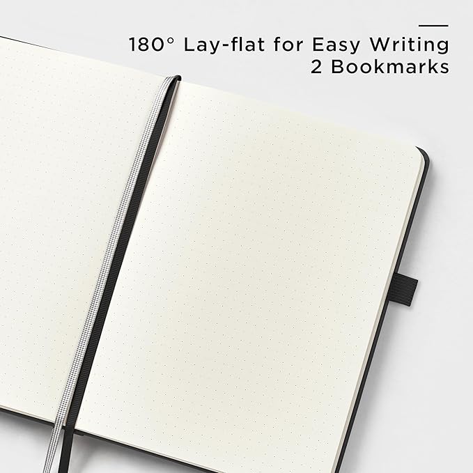 &And Per Se Dotted Journals Bulk 5-Pack, A5 Hardcover, 160 Pages 100gsm Thick Paper, Dotted Journal Supplies for Workshops, Art Classes, Creative Studio – 3 Sticker Sheets Each (Black)