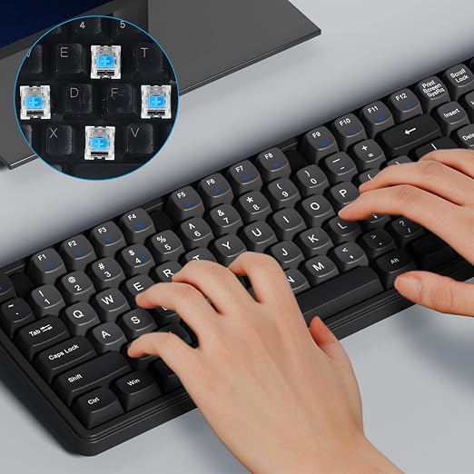 YUXIANLB 50pcs Blue Mechanical Keyboard Switches, 3 Pin Clicky Keyboard Switches Puller Dustproof Waterproof Clicker with Remover Tool Key Accurate Typing for Repair DIY Builds Typing Gaming