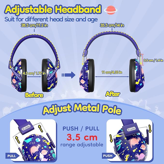 Noise Cancelling Headphones for Kids Adults: 27SNR Adjustable Ear Muffs for Noise Reduction- Kids Ear Protection for Monster Jam, Airplane, Fireworks, Concerts and Sports Events