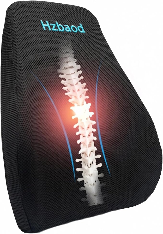 Ergonomic Memory Foam Lumbar Support Pillow - Ultimate Comfort for Office Chair, Car Seat, or Home Use - Breathable Mesh Cover, Adjustable Straps, Spine Alignment, Relieves Lower Back Pain