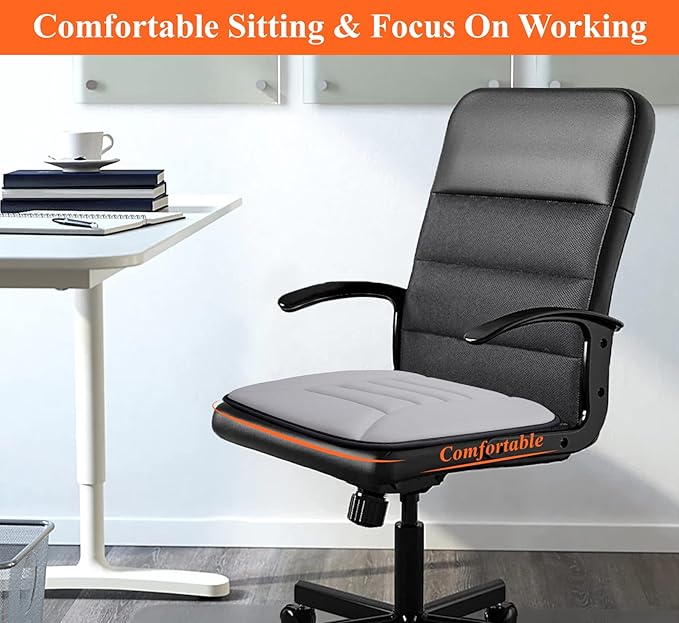 kingphenix Memory Foam Car Seat Cushion for Driver and Office Chair Comfort | 1.2-Inch-Thick Memory Foam Seat Pad, Soft, Breathable Fabric, Non-Slip Silicone Bottom for Long Drives and Office Use, Gray