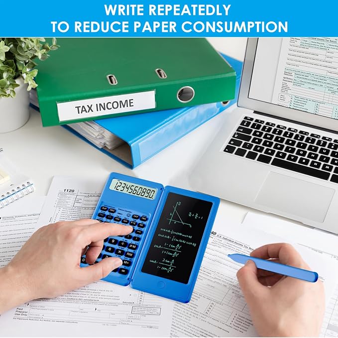 IPepul Scientific Calculators for Students, Blue Math Calculator with Notepad,10-Digit Large Screen, Classroom Must Haves for Middle High School Supplies & College （Blue）